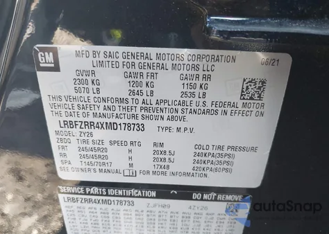 2021 Buick Envision Fwd Avenir z USA, uszkodzony, nr VIN LRBFZRR4XMD178733